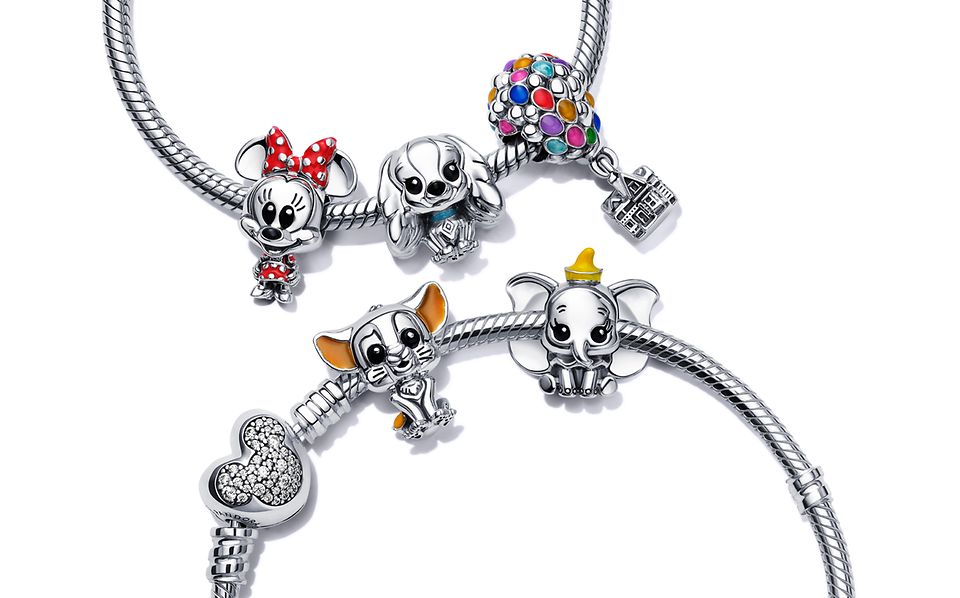 Sterling silver charm carriers with Disney x Pandora Favourites charms