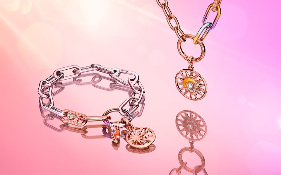 Pandora Me Link Chain Armband und Halsketten mit Medaillons