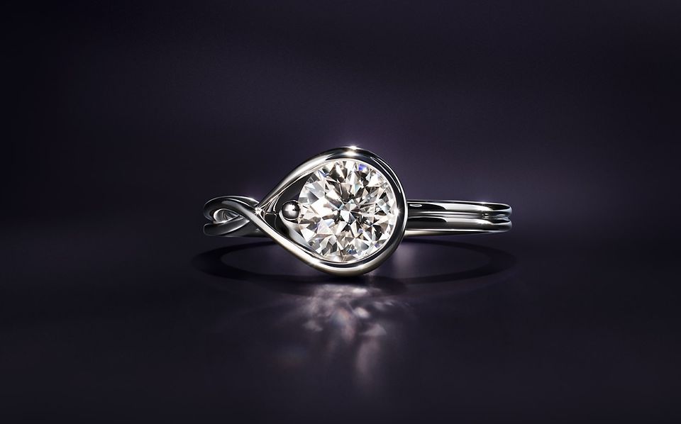 Lab-grown diamonds by Pandora ring in white gold