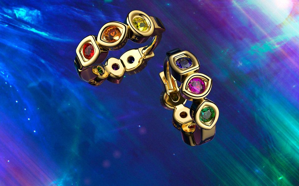 Marvel x Pandora gold infinity stones hoop earrings