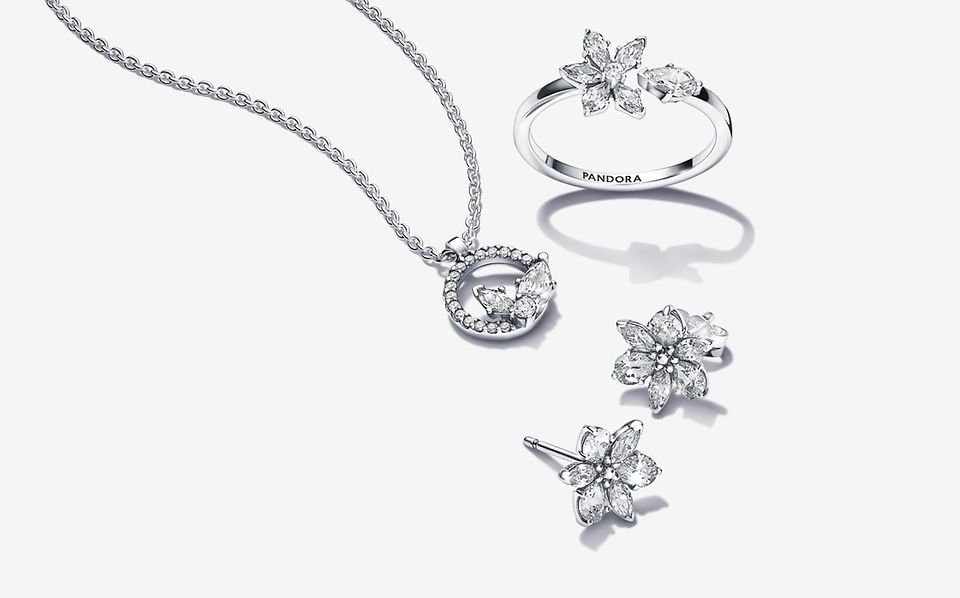 Pandora Timeless Mother's Day gift necklace, ring and earrings.